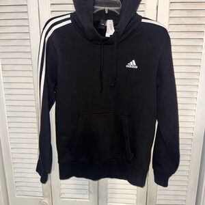 adidas Black Crewneck Hoodie with White Shoulder Stripes
